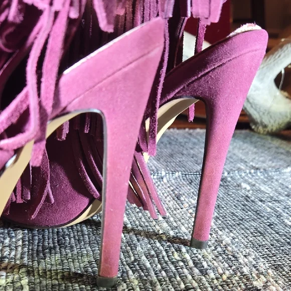 Fringed Peep-Toe Women's Shoes - Pink - Picture 5 of 11